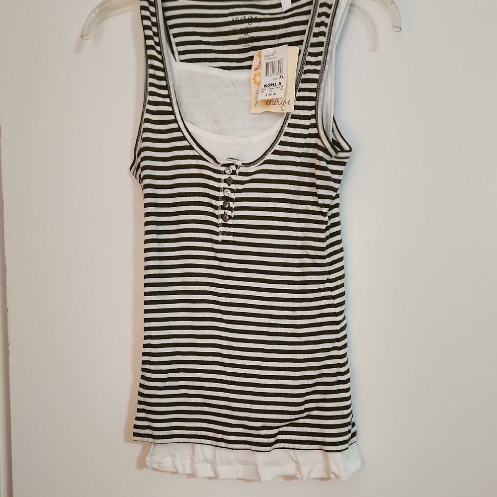 Kohl's Black and White Striped Tank Top